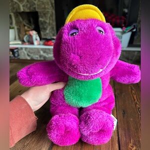 BARNEY • purple dinosaur 14” plush stuffed animal toy retro vintage 90s friends